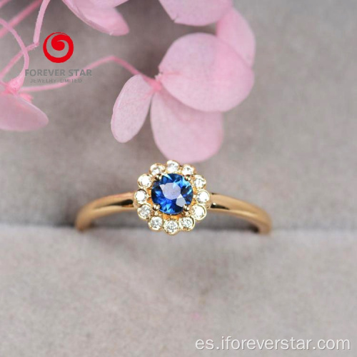 Anillo de dedo redondo chapado en oro de 18k